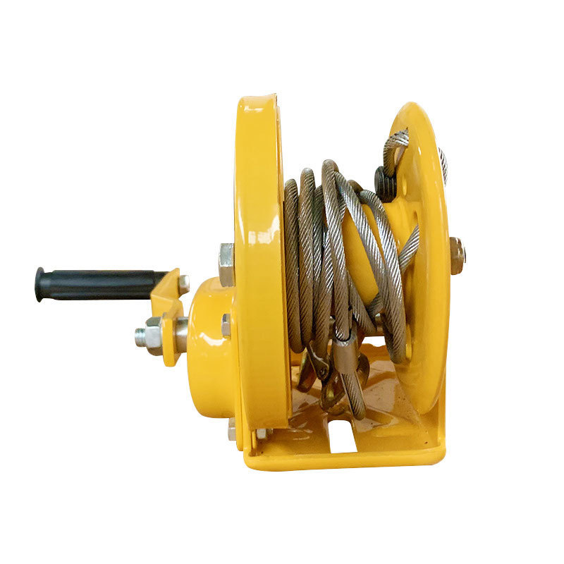 Small Manual Portable Self Locking Hand Operated Winch with Wire Rope