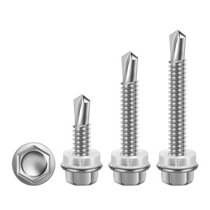 SS410 High quality Stainless steel hex head self drilling screw with rubber washer