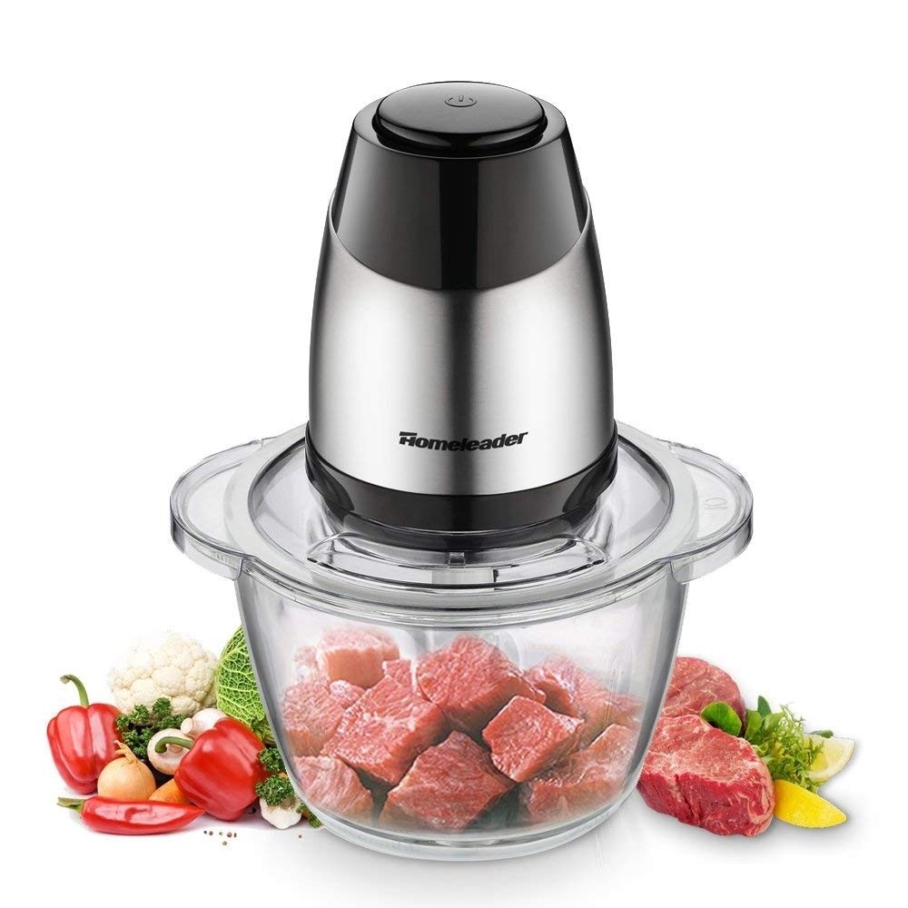 Fast & Slow 2-Speed Electric 4 Sharp Blades 2L BPA-Free Glass Bowl Blender Food Chopper Meat Grinder