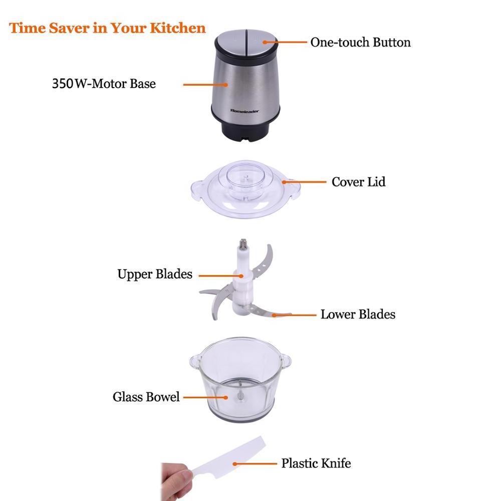 Fast & Slow 2-Speed Electric 4 Sharp Blades 2L BPA-Free Glass Bowl Blender Food Chopper Meat Grinder