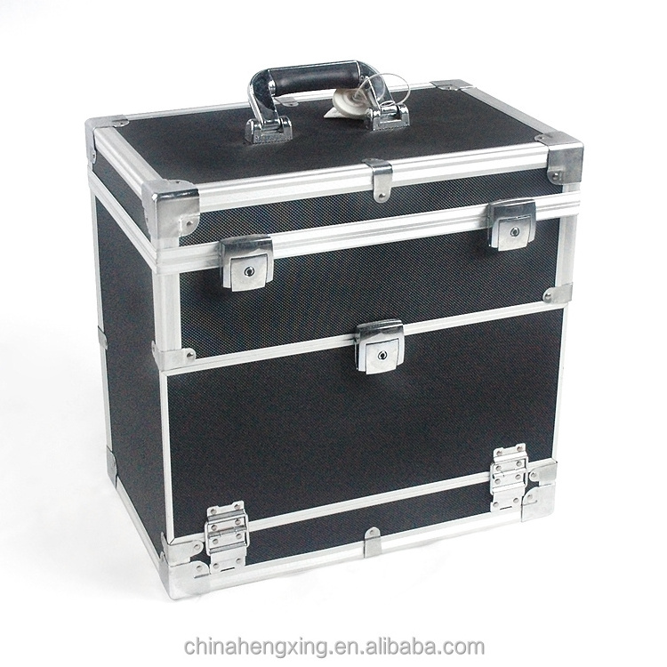 Custom large hard portable aluminum tool box with 2 drawers