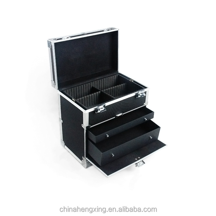 Custom large hard portable aluminum tool box with 2 drawers