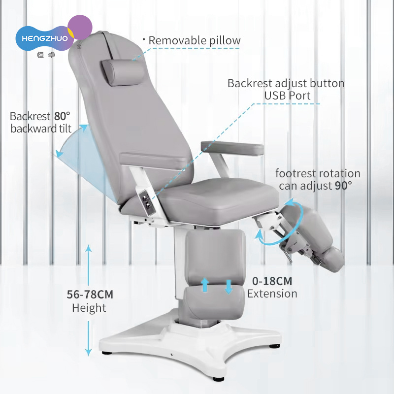 Luxury Electric Pedicure Podiatry Chair for Dentist Beauty Salon Furniture 2 Motor Height Adjustable Massage Table Facial Bed