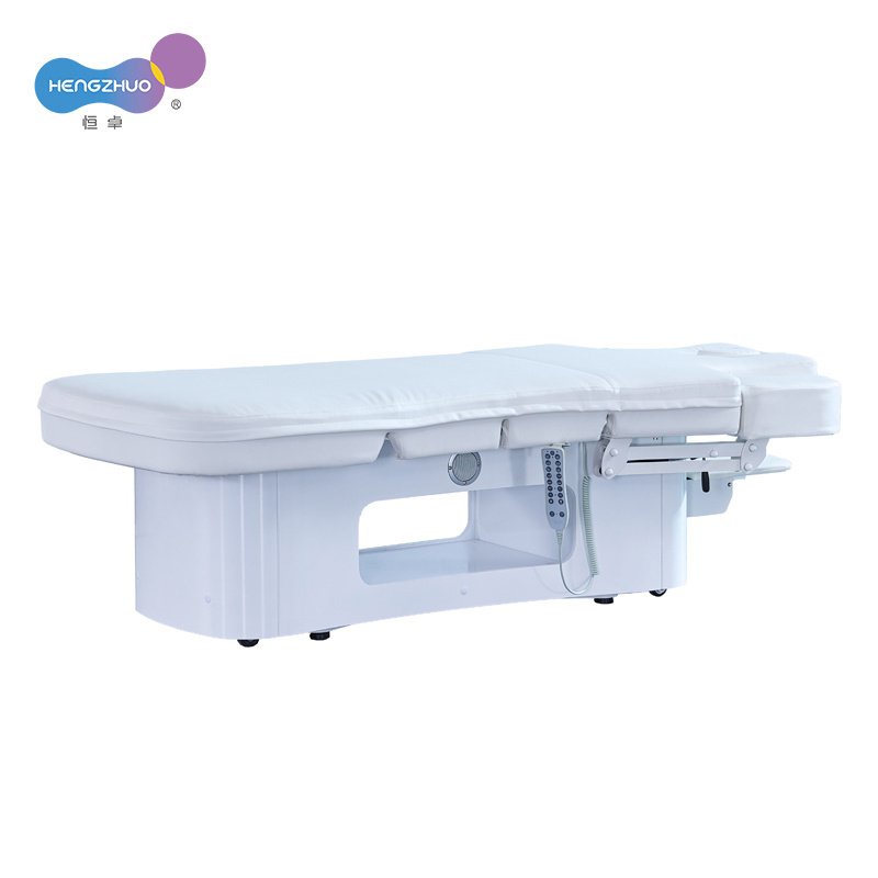 Height Adjustable Electric Massage Table for Beauty Treatment Heating Massage Spa Bed with LED Lamp