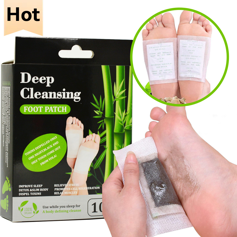 Chinaherbs Cleansing Detox feet Organic Foot Pads Patch Bamboo Detox Slim Foot Patch slimming relax for weight loss deep pied