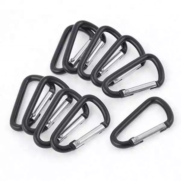 Wholesale 5KN custom logo small lock climbing keychain S snap hook safety heavy duty metal spring clip hook aluminum carabiner