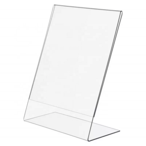 Signage Display Stand Holder Frame Customized L Shape Acrylic Countertop Slant Leaflet Table Sign