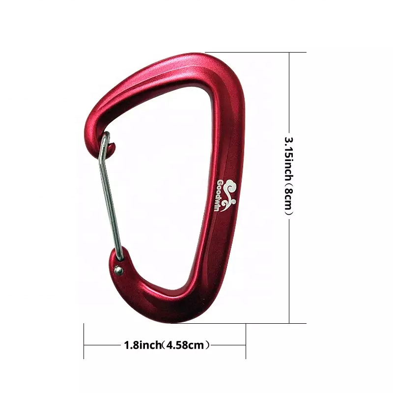 colorful custom Black 12kn 5KN Outdoor Activity Black Hooks For Hammock Carabiner Aluminum 7075 Wire Gate Black Carabine