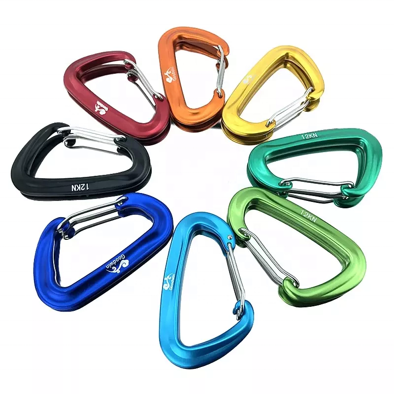 colorful custom Black 12kn 5KN Outdoor Activity Black Hooks For Hammock Carabiner Aluminum 7075 Wire Gate Black Carabine