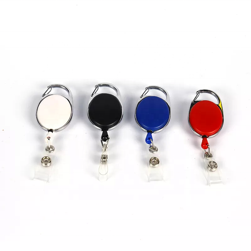 Custom Epoxy Logo Sticker plastic badge reel Retractable Round Badge Reel Factory supply stainless steel retractable badge reel