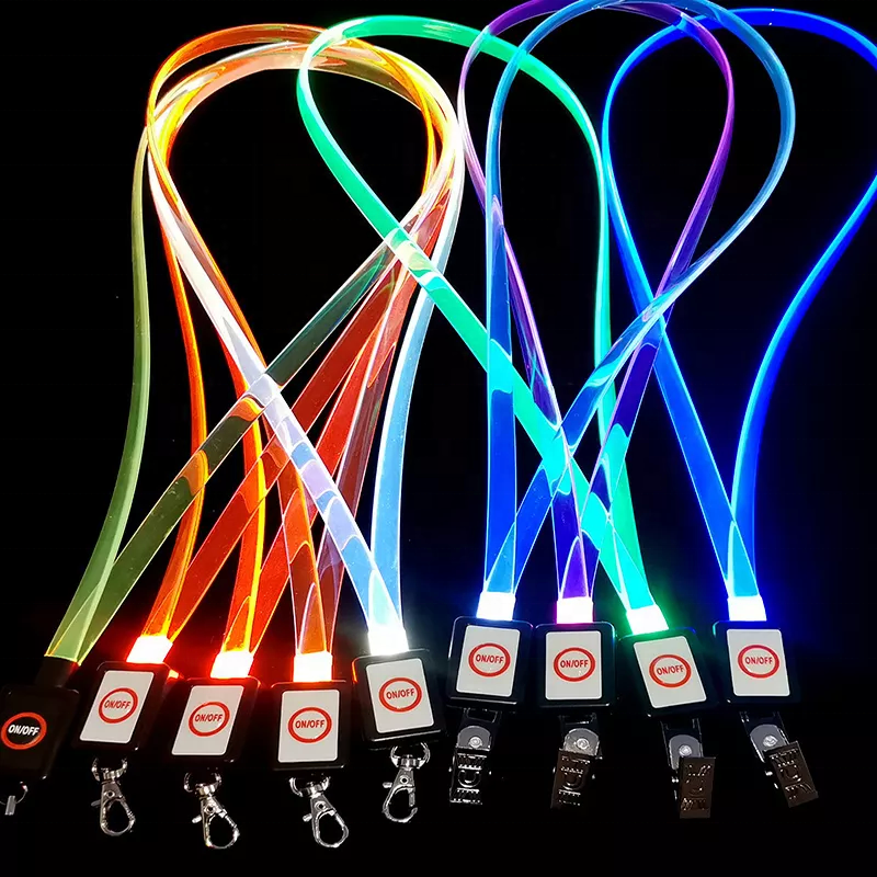 Colorful Hand Wrist Strap led id card fluorescent flashlight lanyard Citylight nylon material event custom led flashing lanyard