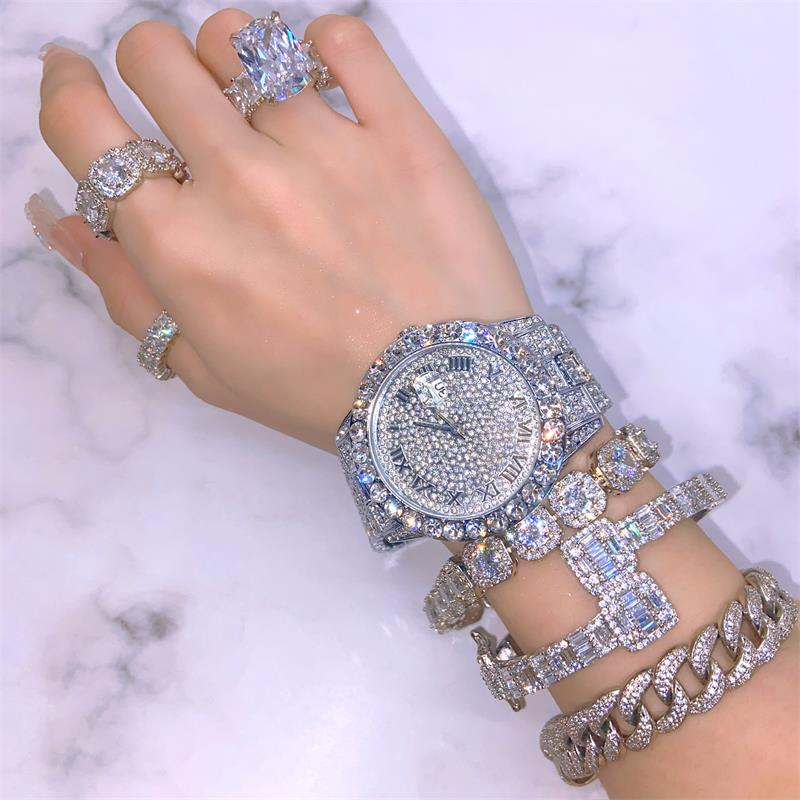 Hip Hop Gold Plated Hip Hop Iced Out Micro CZ Diamond Wholesale Luxury Watch Jewelry Men Women Wrist Digital Quartz Watches