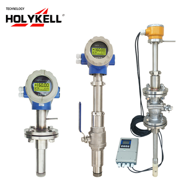 Holykell stainless steel 4-20ma rs485 electromagnetic flow meter insertion liquid magnetic flowmeter