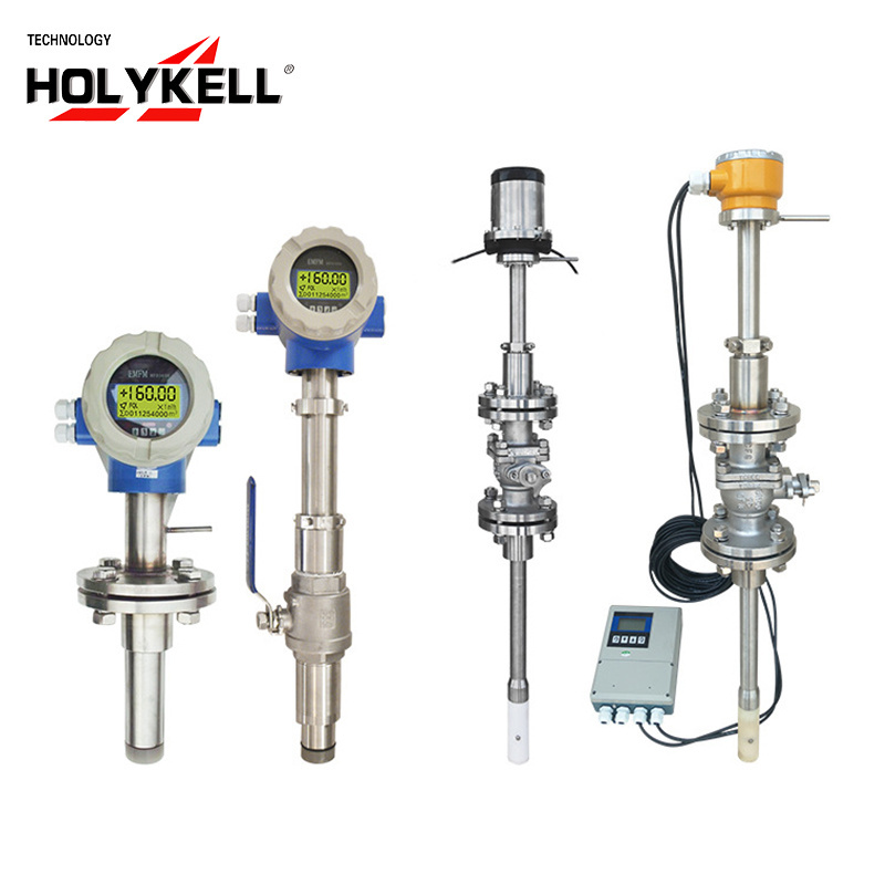 Holykell stainless steel 4-20ma rs485 electromagnetic flow meter insertion liquid magnetic flowmeter