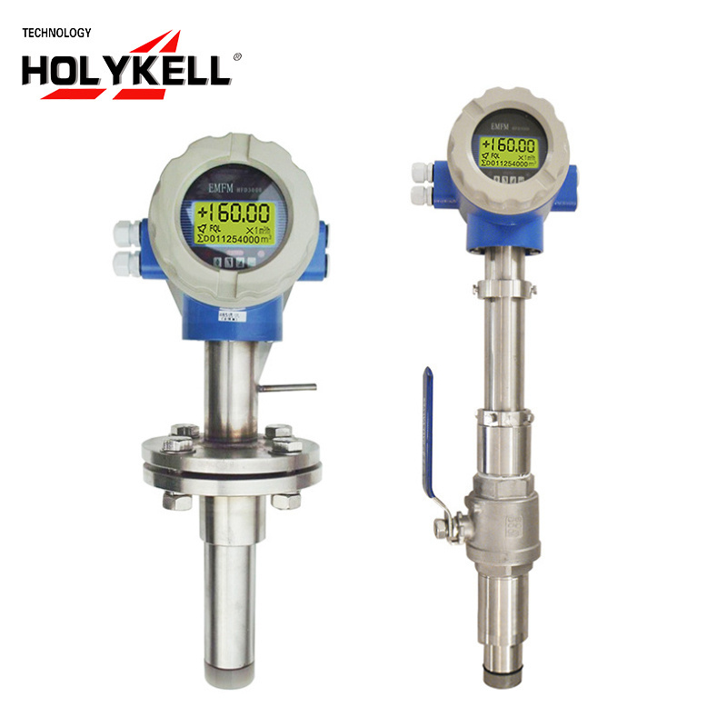 Holykell stainless steel 4-20ma rs485 electromagnetic flow meter insertion liquid magnetic flowmeter