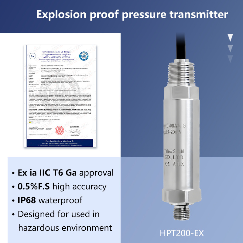 Holykell HPT200-EX explosion proof 4-20mA natural gas pressure sensor