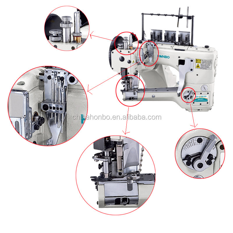 HB-62G Feed Off The Arm Interlock 4 Needle 6 Thread cylinder bed interlock sewing machine