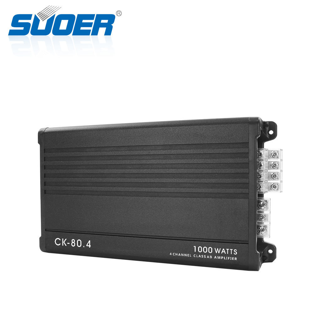 Suoer CK-80.4 1000w professional 12v car amplifier processor car amplifier wiring kit 4 channel class AB car amplifier