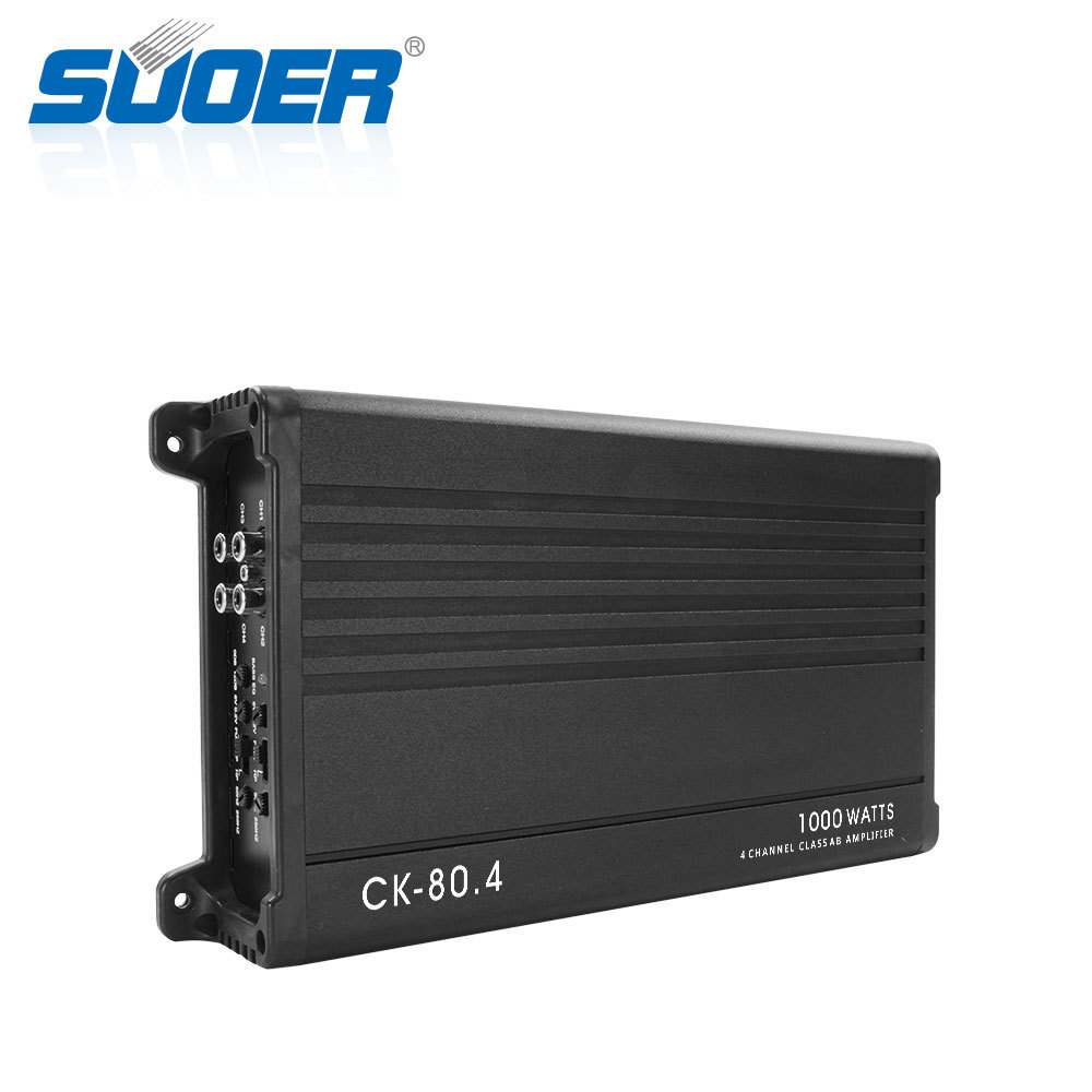 Suoer CK-80.4 1000w professional 12v car amplifier processor car amplifier wiring kit 4 channel class AB car amplifier