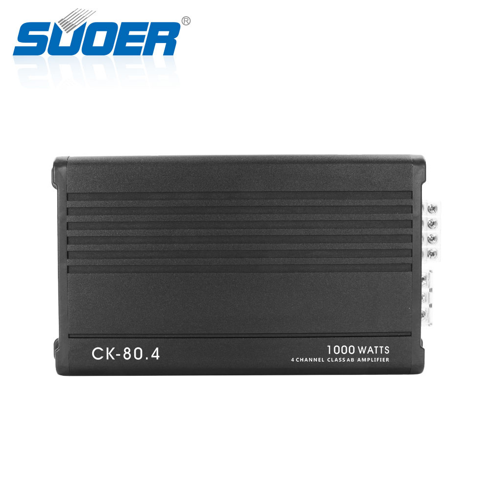 Suoer CK-80.4 1000w professional 12v car amplifier processor car amplifier wiring kit 4 channel class AB car amplifier