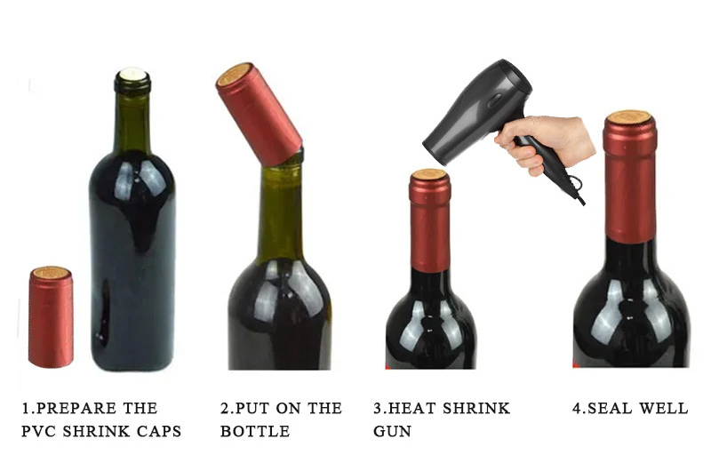 Heat shrink/ PVC capsules for bottles of wine, spirits, oil, vinegar and beer glass bottle