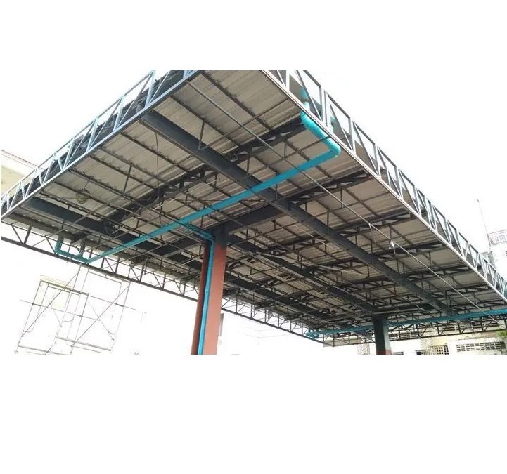 Low cost gas station canopy steel structure