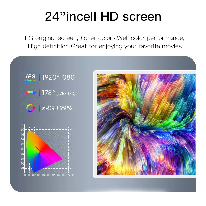 High level 24 inch incell touch screen 2K resolution Display smart Android system monitor with rotate screen