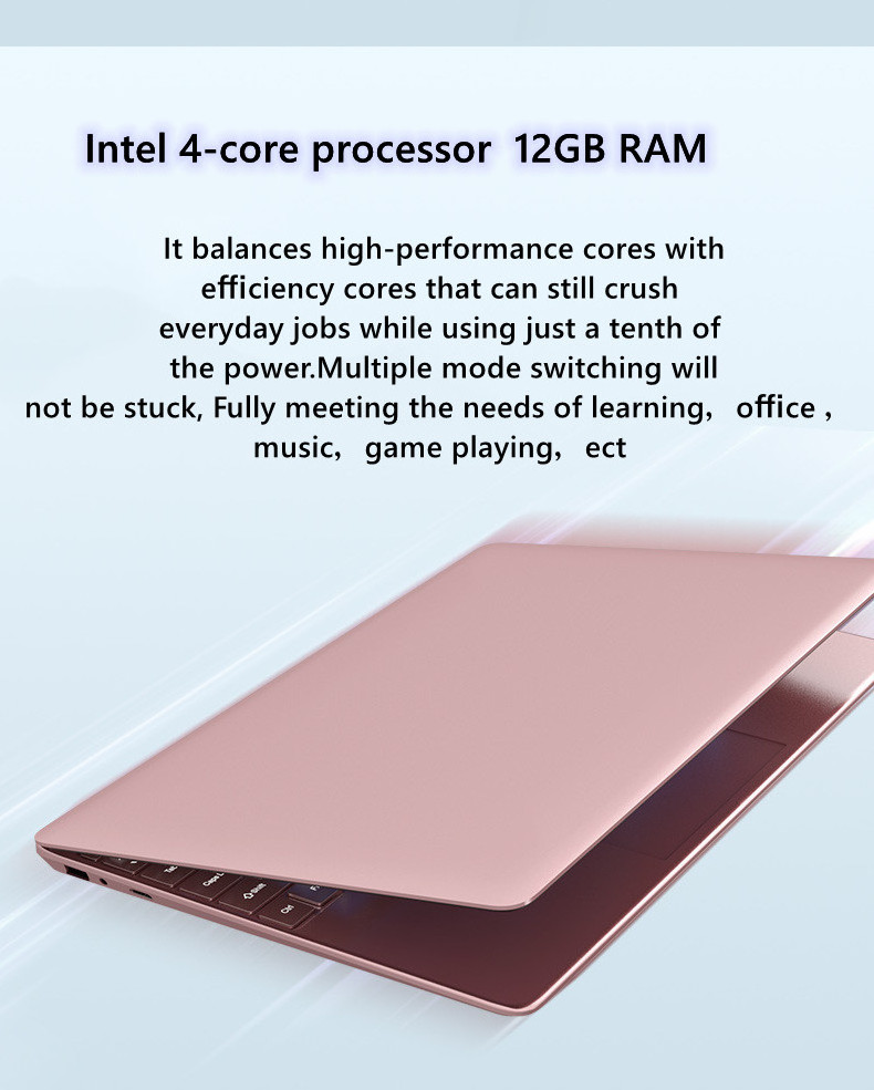 U-ltra Slim Win 10  for I-ntel Celeron J4125 Notebook Rugged 8gb Ram 512g Ssd Pink Oem Laptop