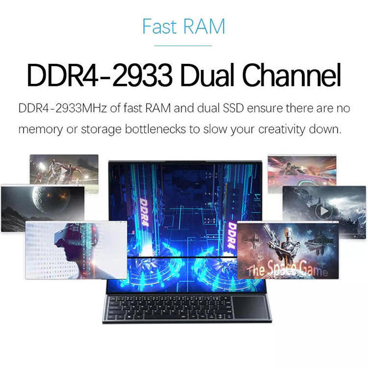 OEM 16 inch Dual Screen 2560*1600 2K ZBOOK Pro UX582 Touch screen Core i7 10850H 10th gen double screen Laptop