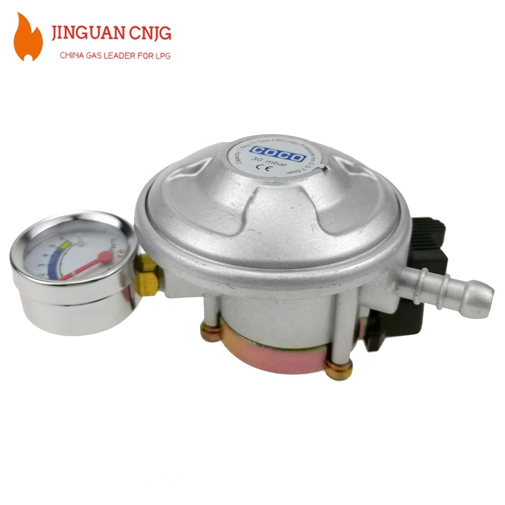 CNJG Ghana 20mm Low Pressure LPG Gas Regulator With Gauge PVC LPG Gas Hose Pipe And LPG Gas Regulator Meter For 12.5KG Cylinder