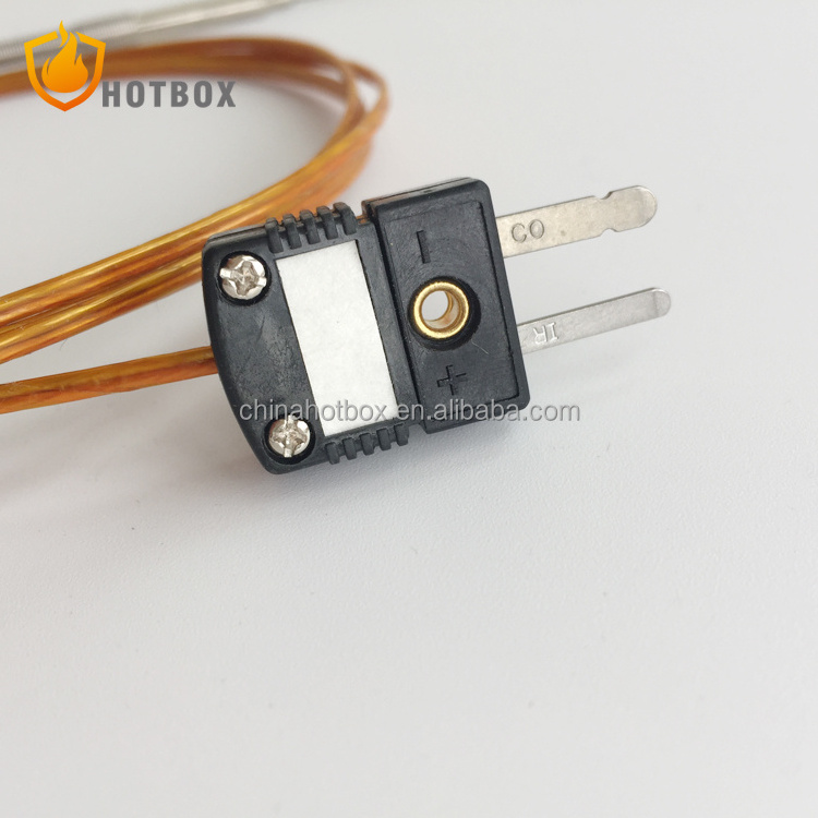 Diameter 1/1.5/2/3mm K N J E T type thermocouple PT100 RTD temperature sensor with kapton cable wire and mini plug