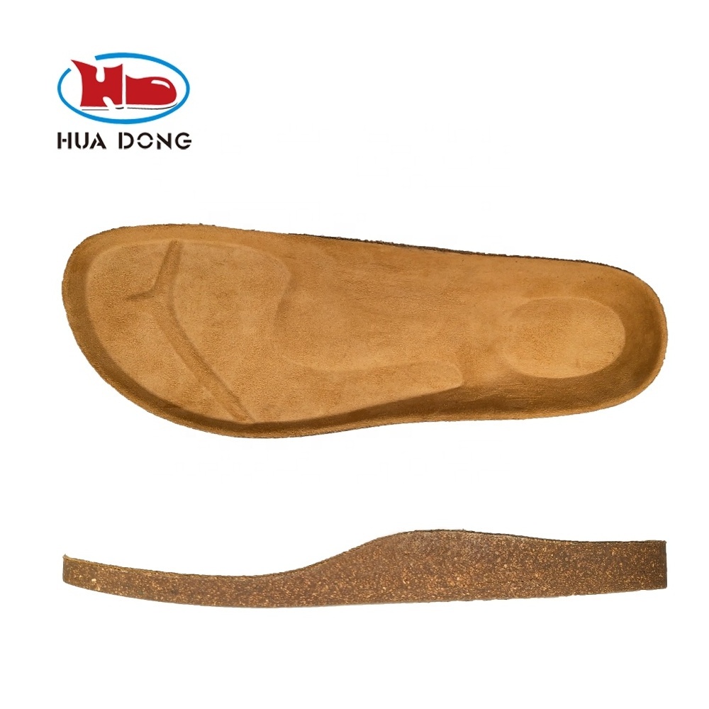 Sole Expert Huadong  Corks Material Flocking Sandal Wood Outsole Suelas Leather Cork Sandal Midsole Sole