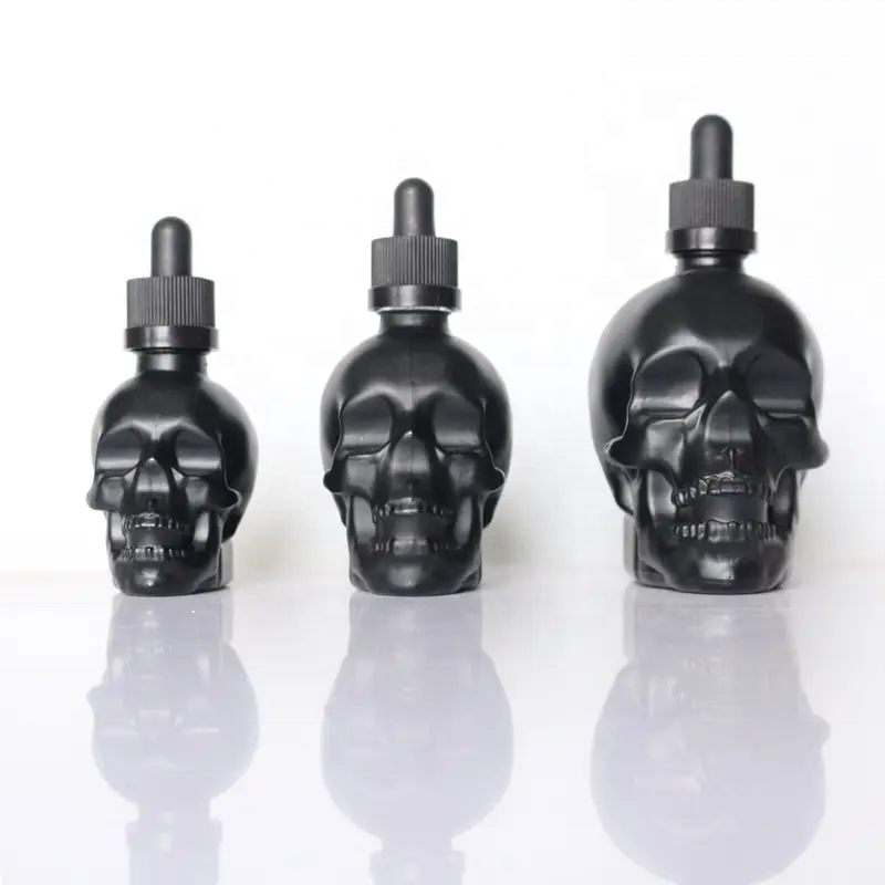 customized unique perfume 30ml 60ml 120ml skin care packaging skull head shape glass skull 1oz glass beard oil dropper bottle