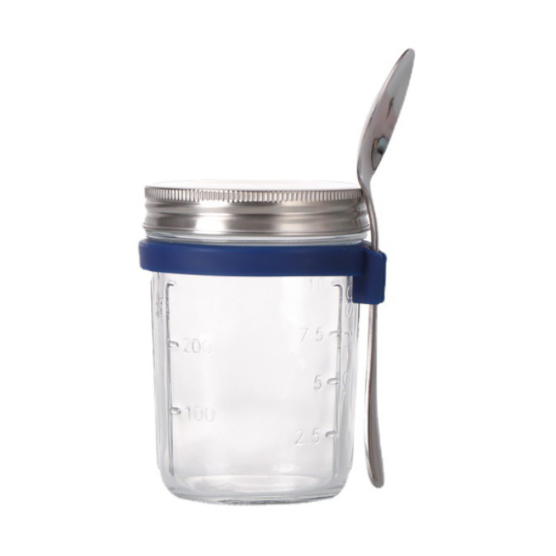 Overnight Oats Jar With Lids and Spoon Reusable 10 OZ Airtight Oatmeal Cup Container With Measurement Marks wholesale in bulk