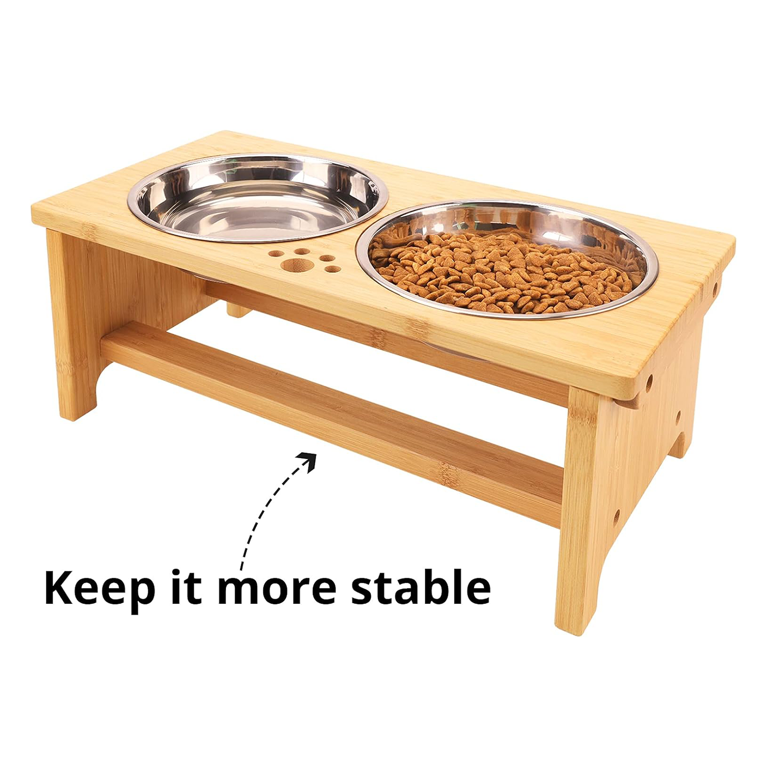 Small Size Elevated Pet Feeder Raised Dog Bowl Stand with 2 Stainless Steel Bowls for Cat and Dog Pets Water Application