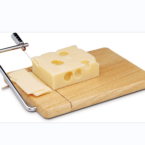 EU & US fba Wooden Cheese Cutting Board with Cheese Cutters Accurate Size Scale Stainless Steel Wire Cheese Slicer