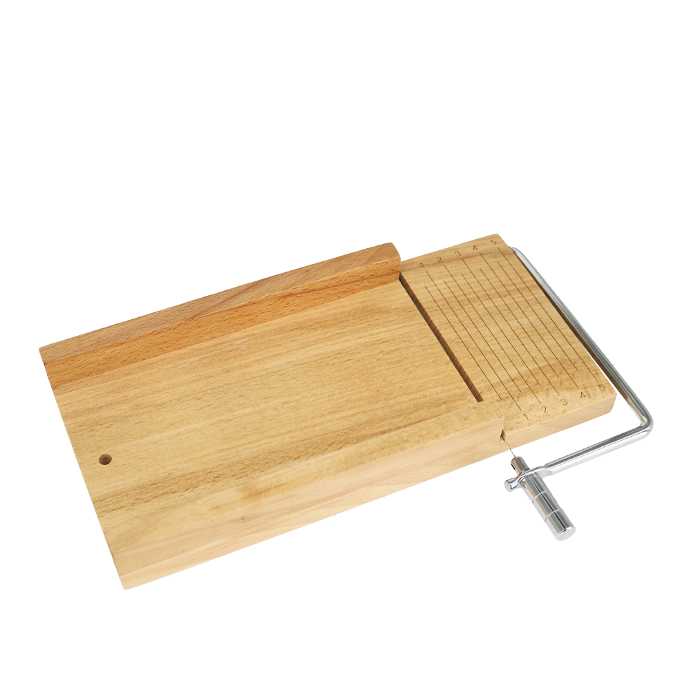 EU & US fba Wooden Cheese Cutting Board with Cheese Cutters Accurate Size Scale Stainless Steel Wire Cheese Slicer