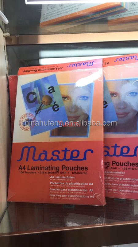 A4 A3 A2  125MIC  GLOSSY  MASTER POUCH  LAMINATING  FILM LAMINATION POUCHES LAMINATE FILM