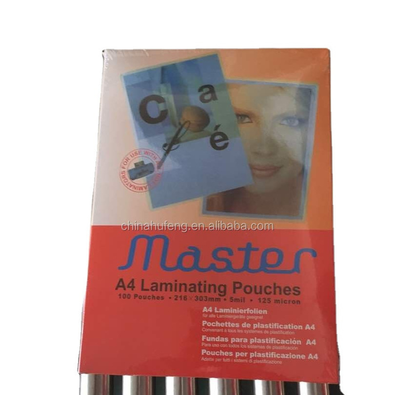 A4 A3 A2  125MIC  GLOSSY  MASTER POUCH  LAMINATING  FILM LAMINATION POUCHES LAMINATE FILM