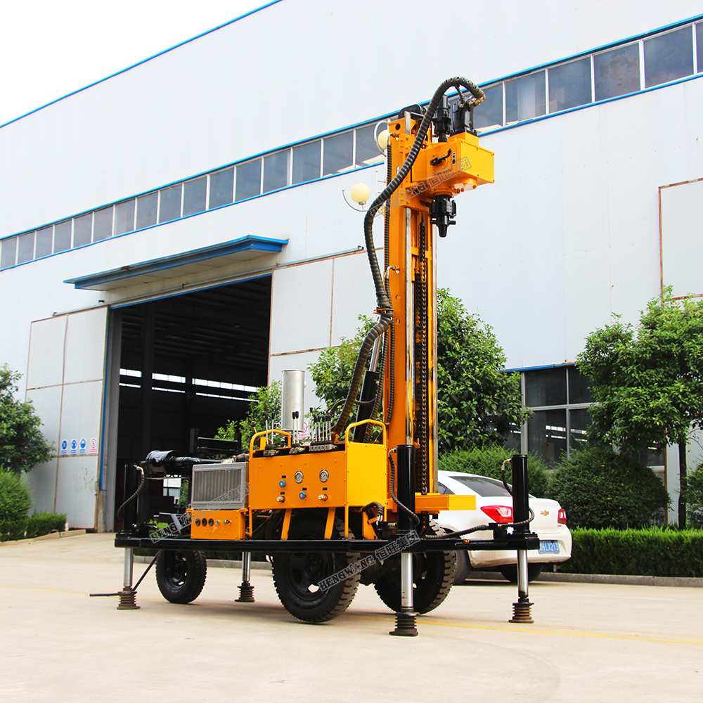 150m depth Hydraulic and air water well drilling rig with mud pump and air compressor