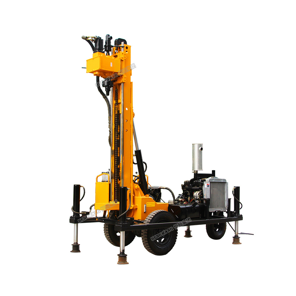 150m depth Hydraulic and air water well drilling rig with mud pump and air compressor