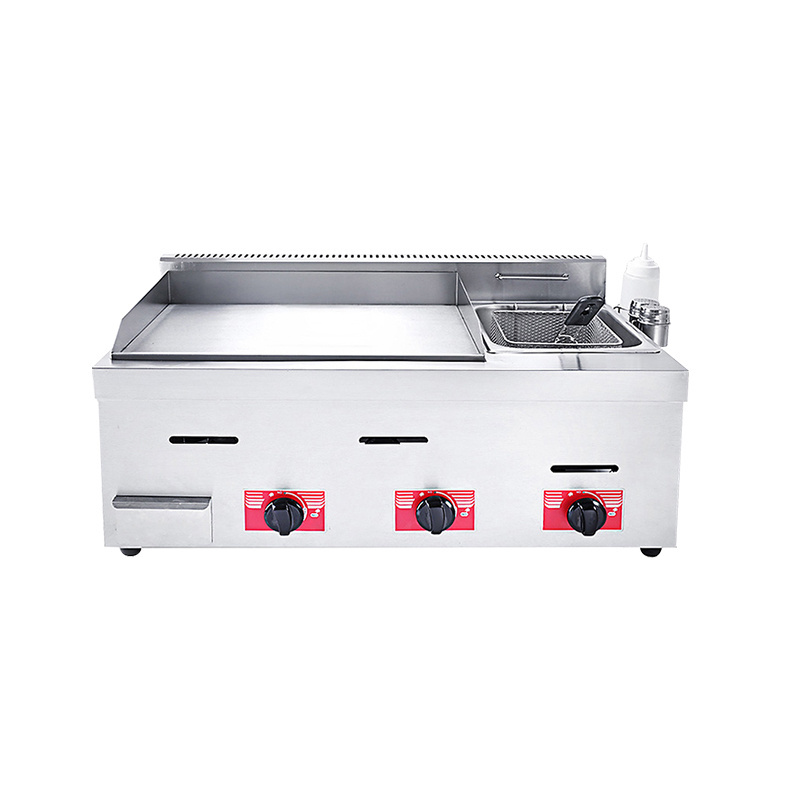 Commercial Gas Cast Iron Griddle With Fryer  Griddle With Fryer Stainless Steel Flat Plate Gas Grill Griddle With Fryer