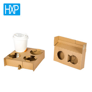 Factory wholesales reusable 4 cup paper cardboard tray holder carrier tea coffee cup holder tray