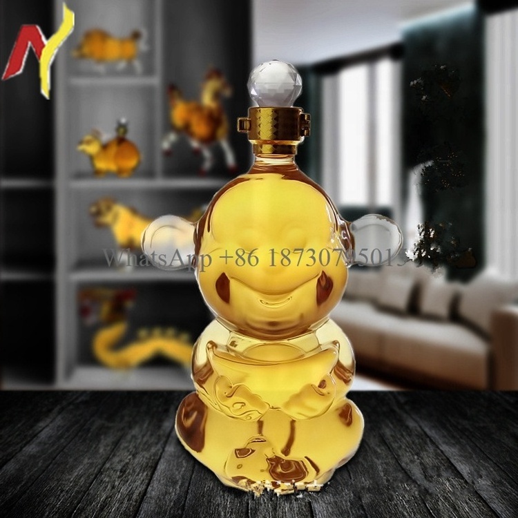 Monkey Shape Whiskey Wine Liquor Glass Bottles 500ml Whiskey Decanter