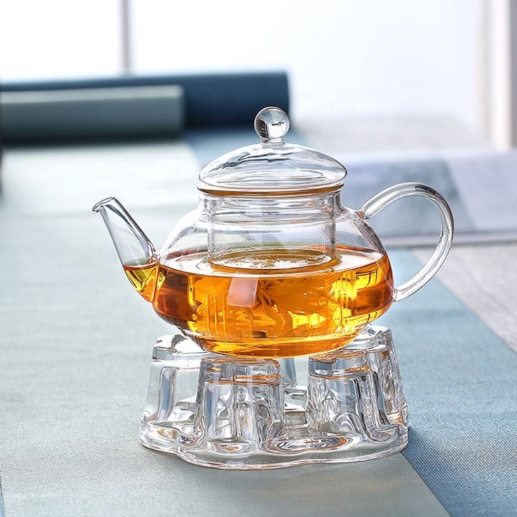 modern loose leaf tea glass pot and cups set with lid