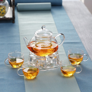 modern loose leaf tea glass pot and cups set with lid