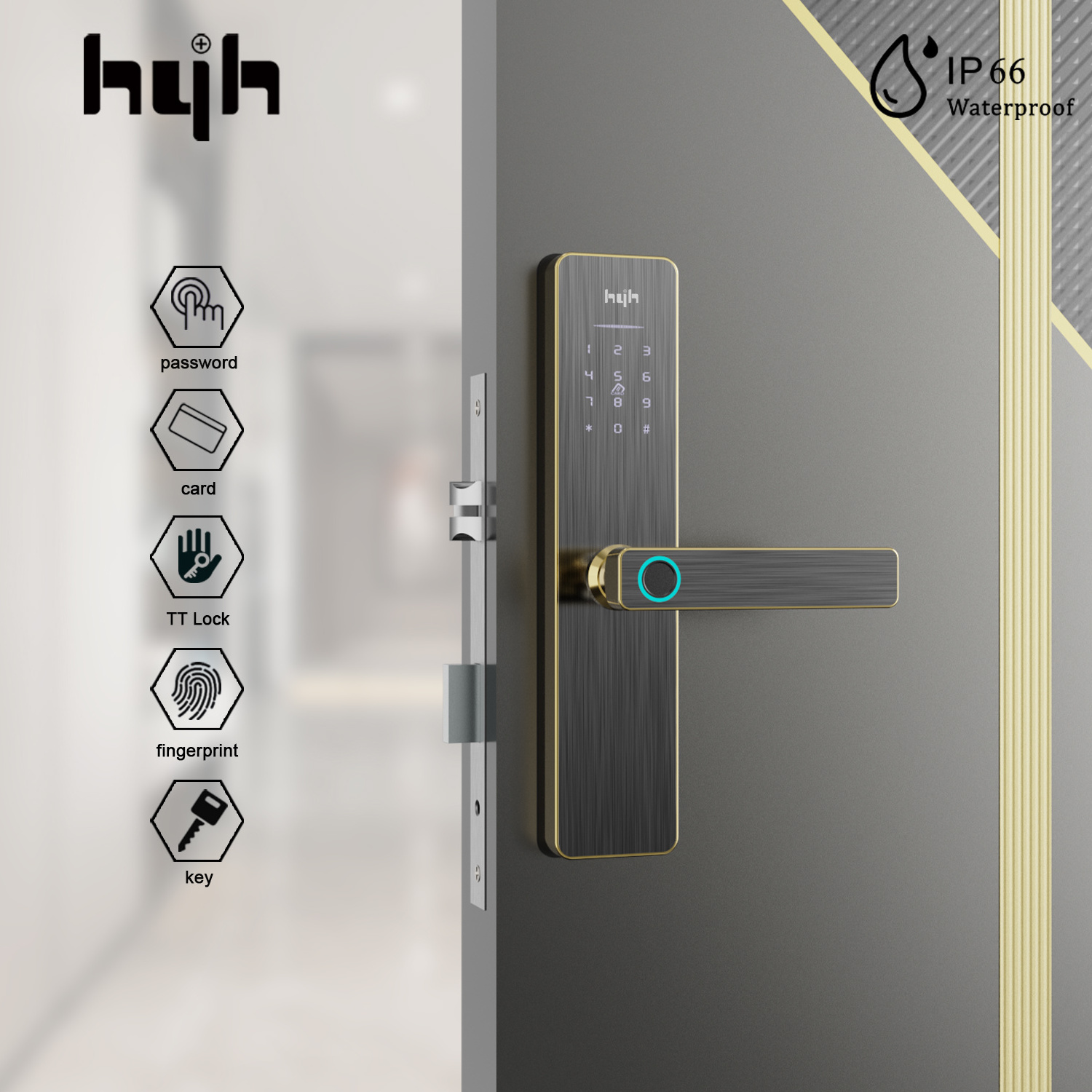 Guangdong-hyh Hardware Stainless steel Electronic Swipe Card Fingerprint Intelligence Smart Keyless Lock For Gate