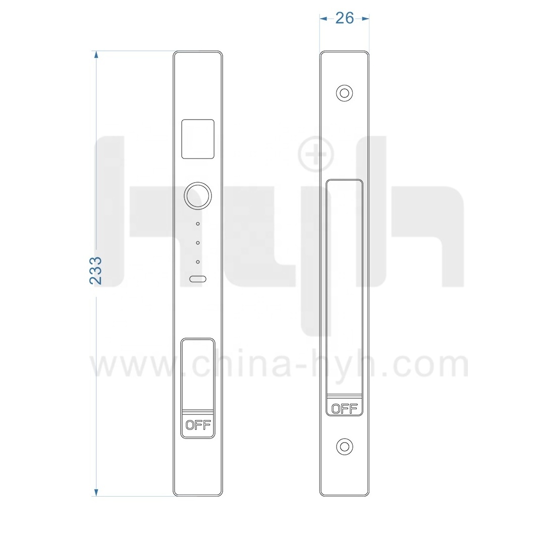 hyh New Design Fingerprint Tuya App Smart Sliding Door Lock For Aluminum Sliding Glass Door