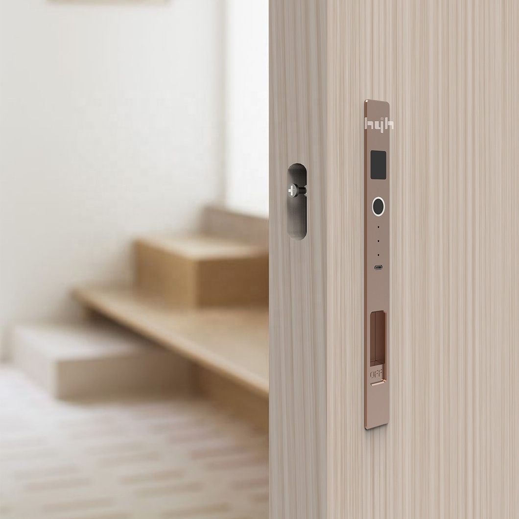 hyh New Design Fingerprint Tuya App Smart Sliding Door Lock For Aluminum Sliding Glass Door