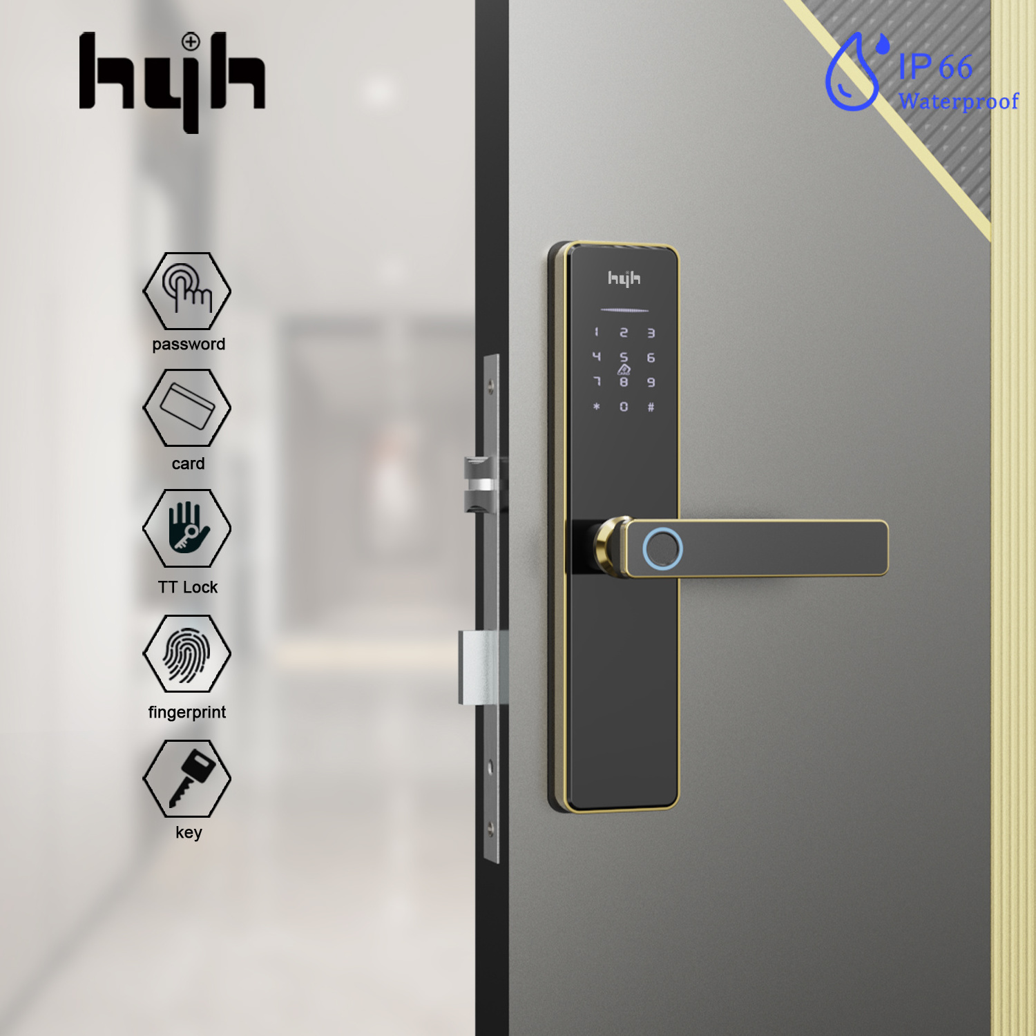 Guangdong-hyh Hardware China Keyless Digital Electric Waterproof Outdoor Stainless Steel Gate Smart Door Lock